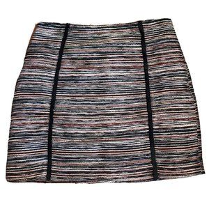 Ann Taylor Loft Skirt Womens Size 4 Orange Gray Black Tweed Side Zipper Pencil